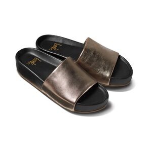 Been Pelican Slides Sandals Bronze Black Leather NEW